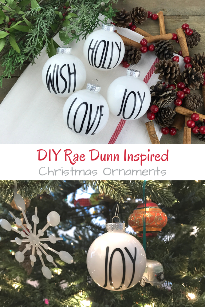 These Rae Dunn inspired Christmas ornaments are a wonderful gift to give or to make for yourself.