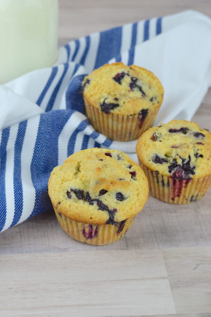 These simple and easy blueberry muffins are bursting with fresh blueberries in a soft, moist muffin.