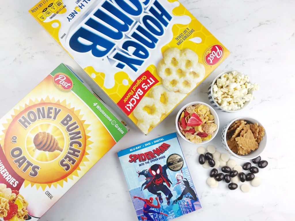 Spiderweb Crunch is a fun, delightful treat perfect for watching Spider-Man: Into the Spider-Verse and it is so easy to make! It makes for the perfect movie night! 
