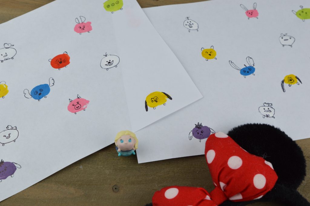 An easy and fun kids activity to create Disney Tsum Tsum characters with thumbprint art.
