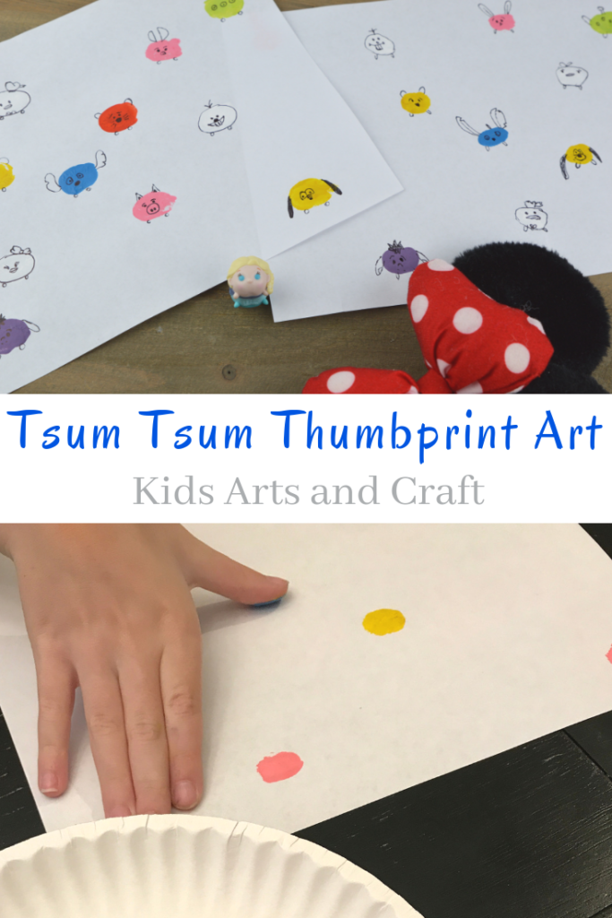 An easy and fun kids activity to create Disney Tsum Tsum characters with thumbprint art.