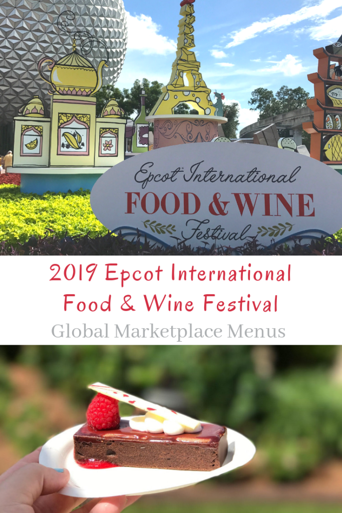 A complete list of the full menus for the marketplaces (food kiosks) at the 2019 Epcot International Food and Wine Festival.