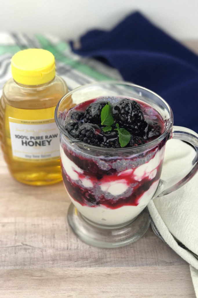 This Chia Berry Yogurt Parfait is a quick and easy gluten-free breakfast, lunch or snack.  It can be a healthy option and there are endless ways to customize it!