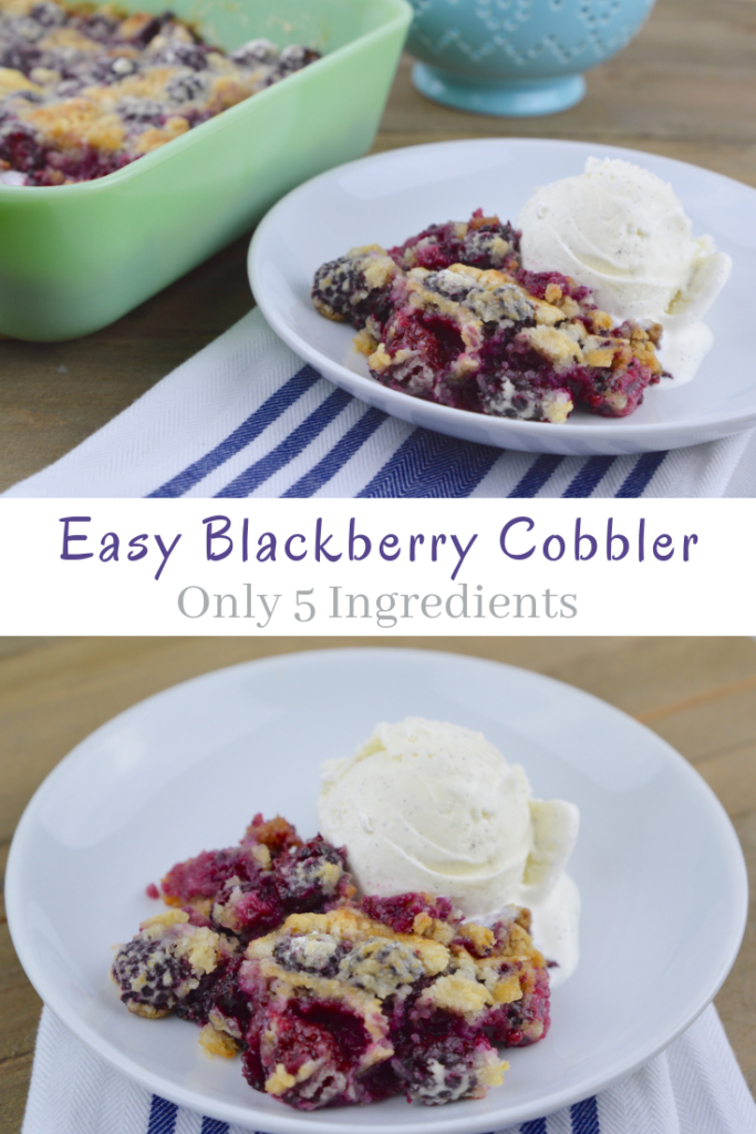 This easy, five-ingredient Blackberry Cobbler recipe is sweet and tart and comes out perfect every time!