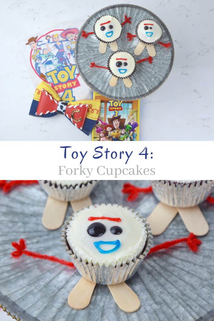 These cute Forky cupcakes inspired from the movie Toy Story 4 are a fun way to celebrate the release of the new movie.