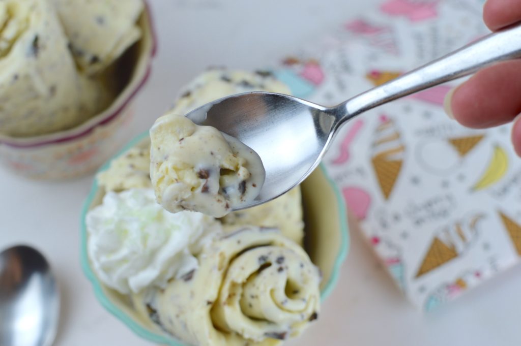 Did you know that you can make the newest fad food: Rolled Ice Cream at home for your family and friends?  Thai Inspired this ice cream is made using only three ingredients + mix-ins.