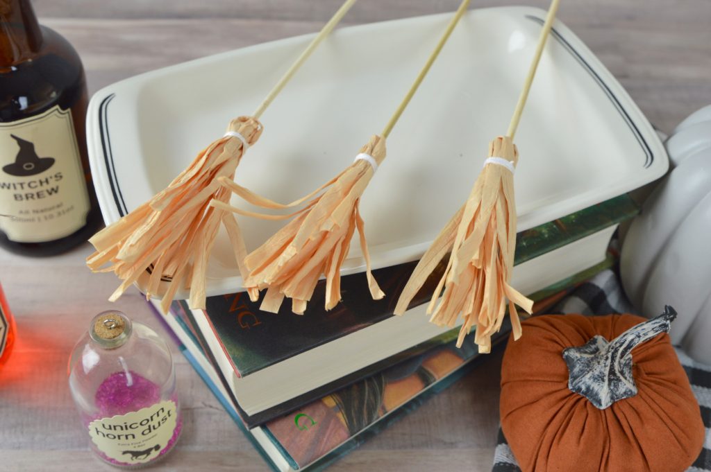 This Halloween serve your family mini donuts on DIY Broomstick Skewers.  They will delight in this fun and magical breakfast treat.