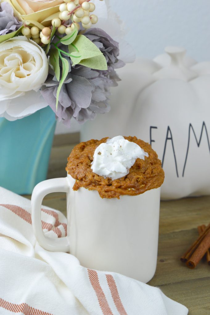 When you have a craving for cake but don't want to make a whole one, make this Pumpkin Mug Cake in minutes this fall!