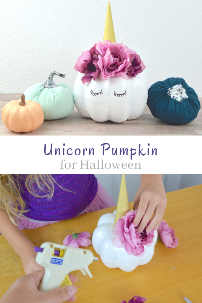 Do you LOVE Unicorns as much as my daughter? Then you are going to love this quick and easy DIY Floral Unicorn Pumpkin craft for Halloween.