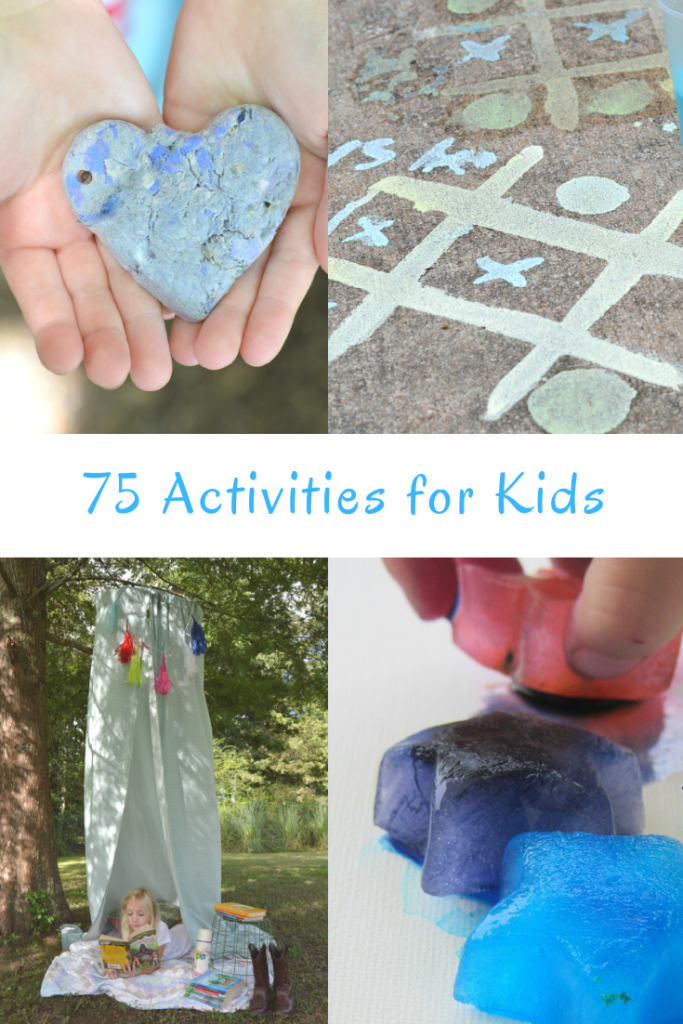 A fun list of 75 activities for kids to help keep the "I'm bored" comments away. Perfect for weekends, summer break, or stay at home orders.