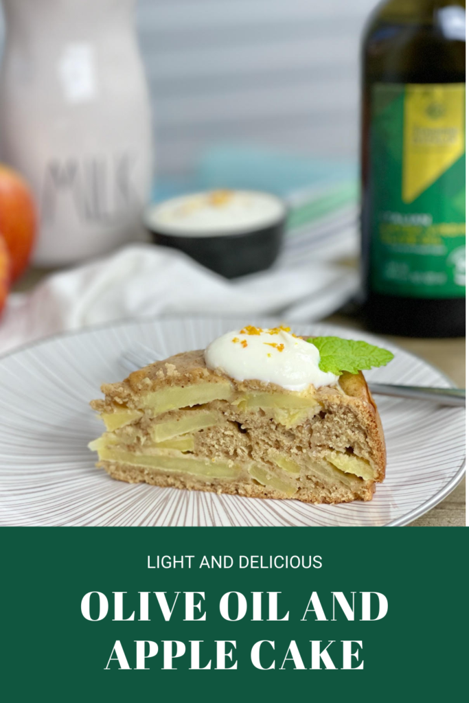 This light and airy olive oil cake is complemented by delicious apples and spices. It makes a wonderful dessert especially when served warm with ricotta cheese.