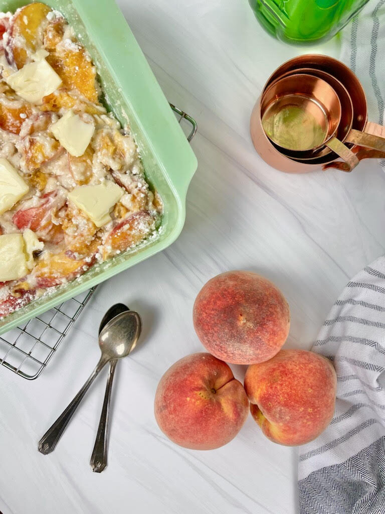 This easy, five-ingredient Peach Cobbler recipe is bursting with flavor and comes out perfect every time!