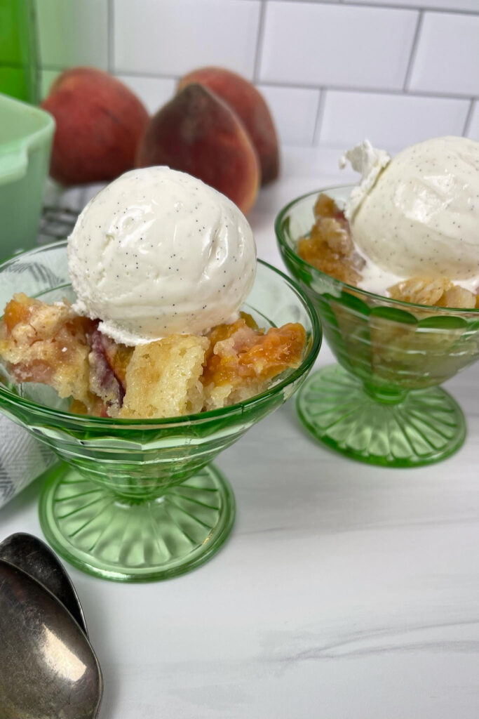 This easy, five-ingredient Peach Cobbler recipe is bursting with flavor and comes out perfect every time!