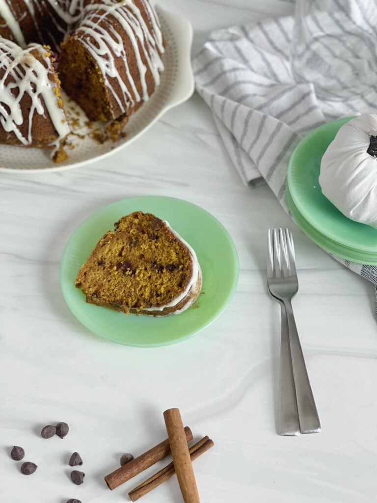 This Pumpkin Bundt Cake with Cream Cheese Frosting is full of fragrant fall spices, pumpkin flavor, and sweet cream cheese frosting.