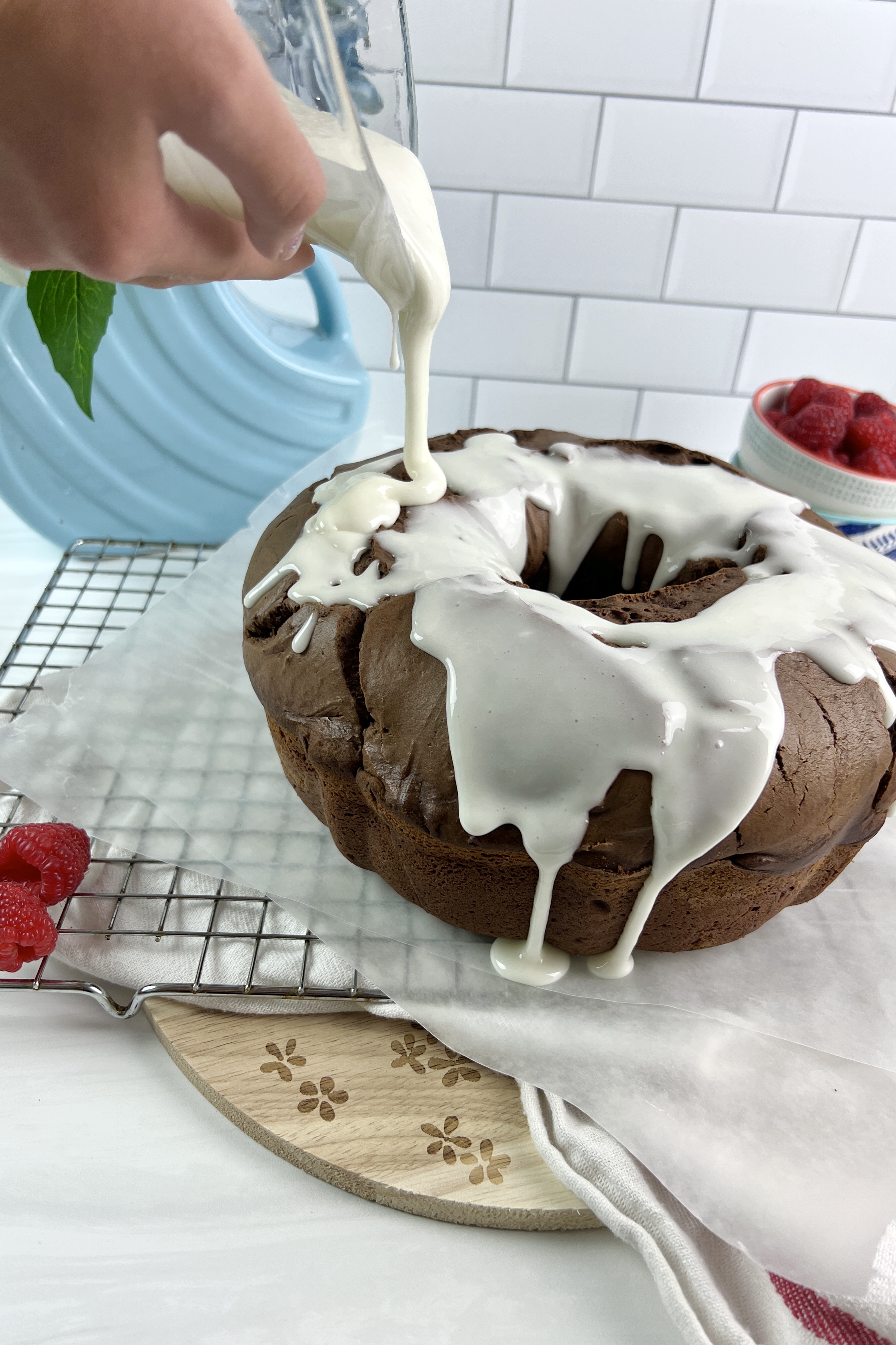 This chocolatey glazed old fashion chocolate donut cake is the perfect dessert!