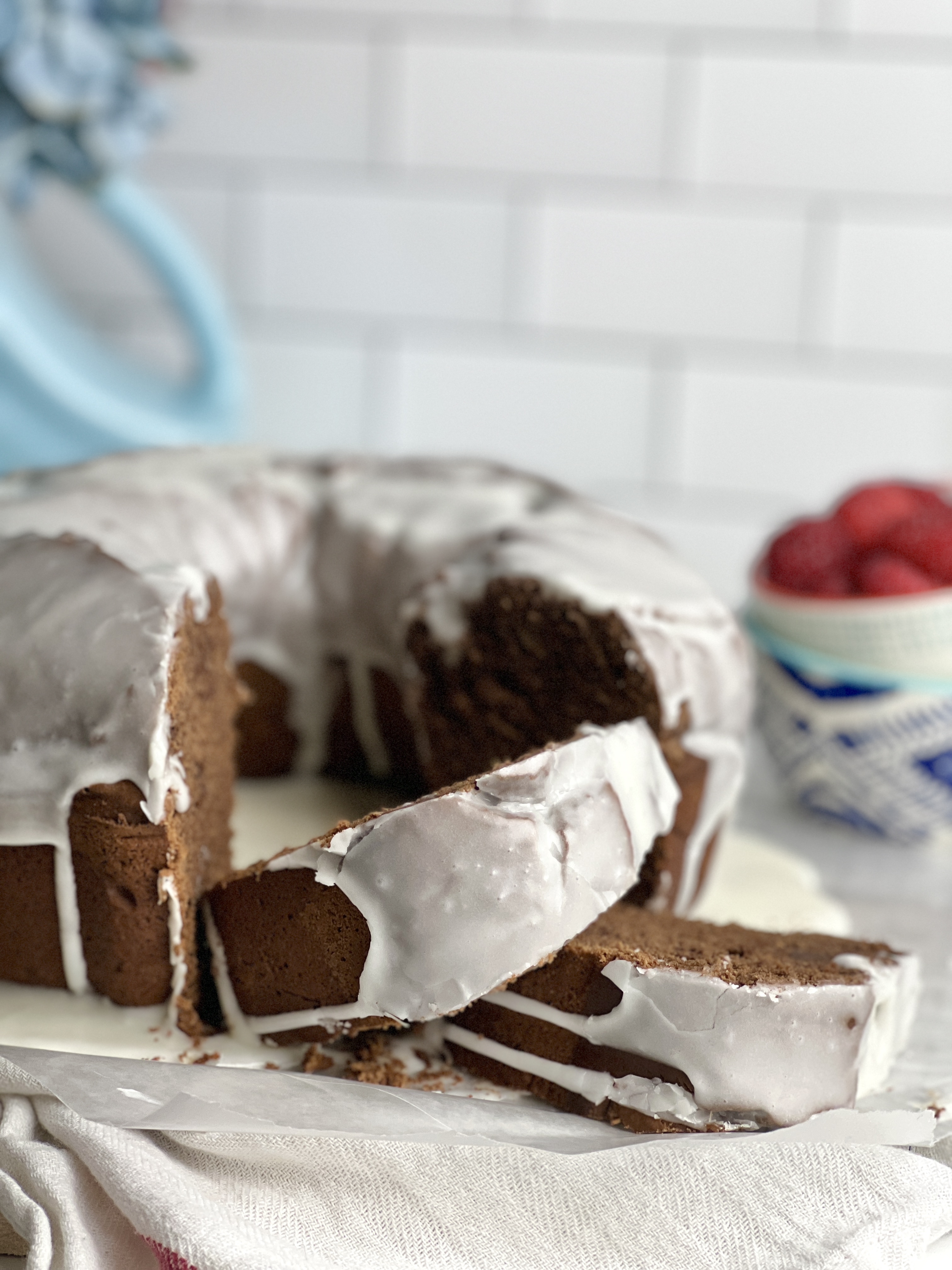 This chocolatey glazed old fashion chocolate donut cake is the perfect dessert!