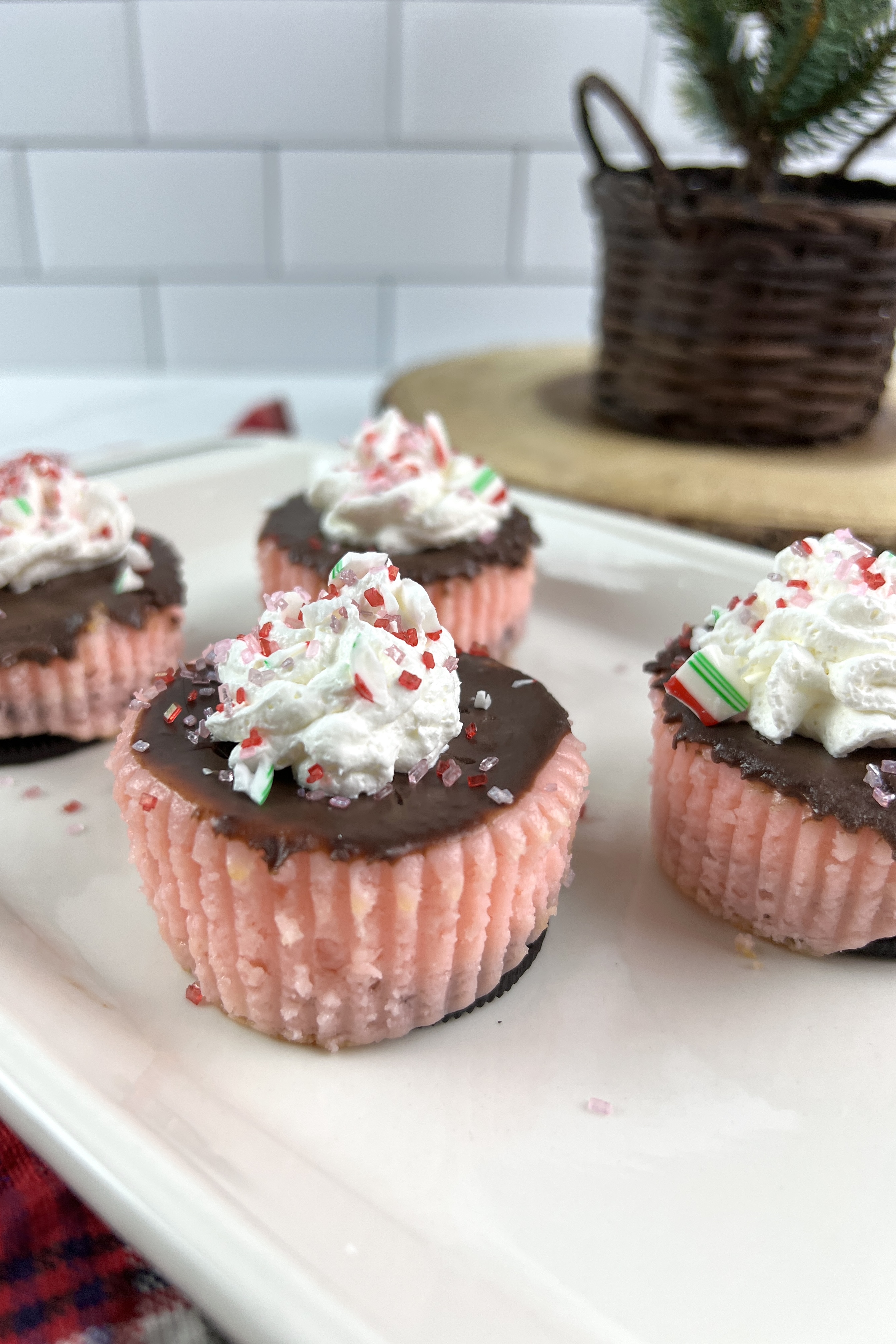 Mini Chocolate Peppermint Cheesecakes