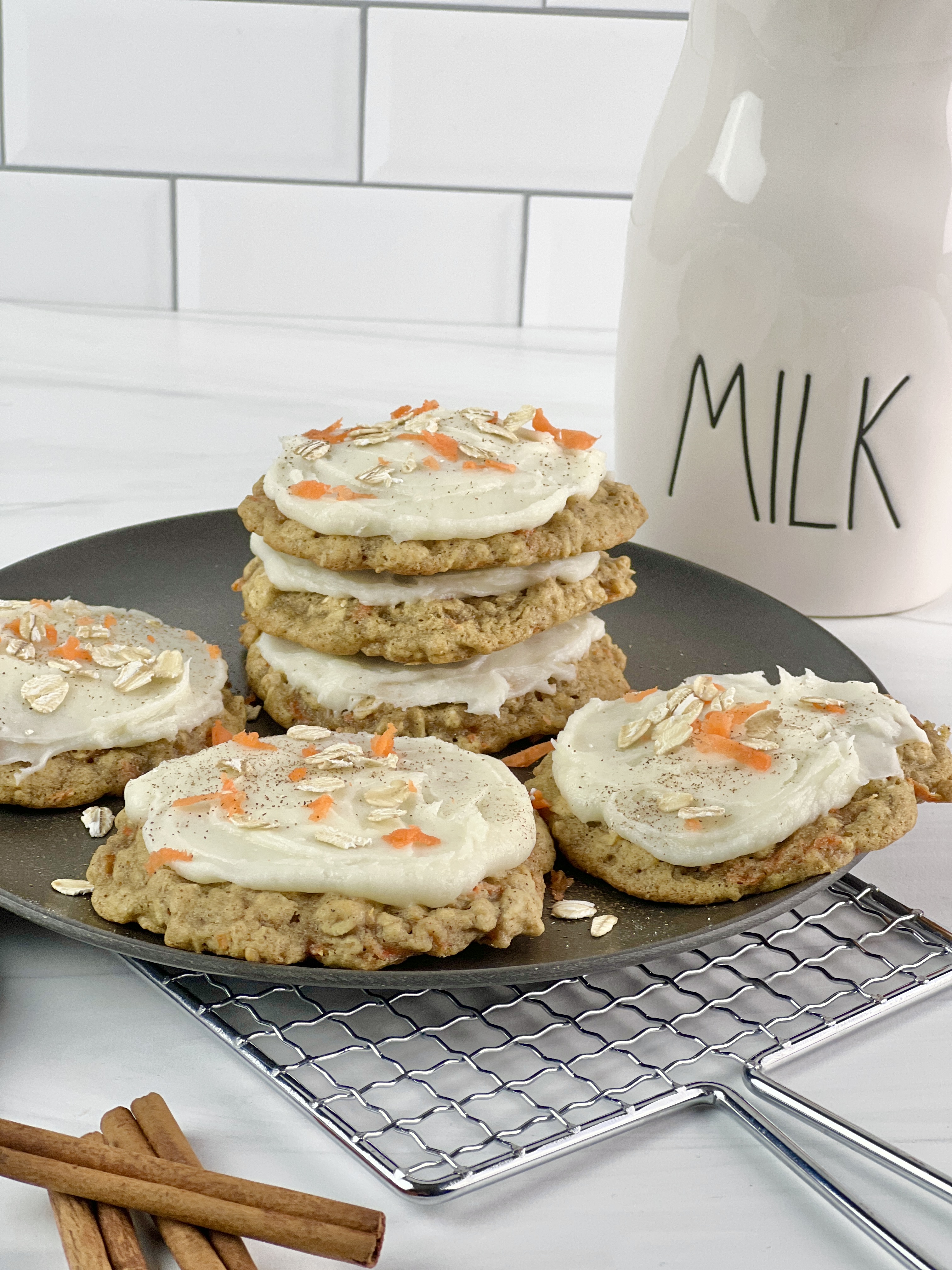 These soft and chewy carrot cake cookies with cream cheese frosting are so delicious and easy to make.