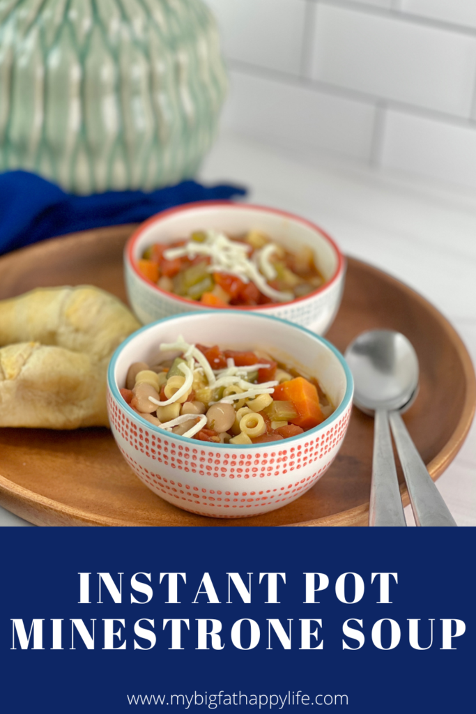 This Instant Pot Minestrone Soup makes a delicious dinner that is filled with vegetables and plant-based protein. It can also be made vegan and/or gluten-free.