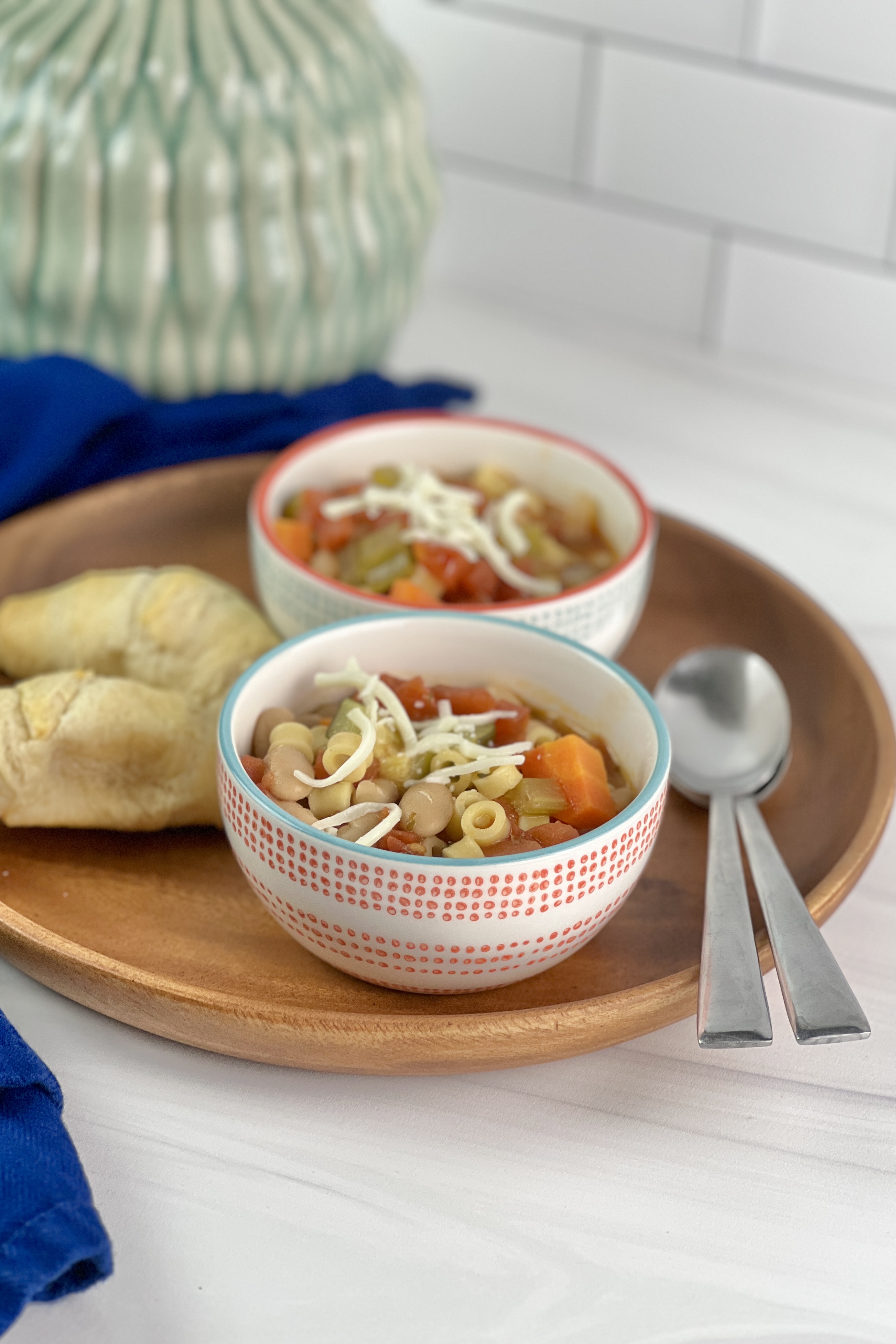 This Instant Pot Minestrone Soup makes a delicious dinner that is filled with vegetables and plant-based protein. It can also be made vegan and/or gluten-free.