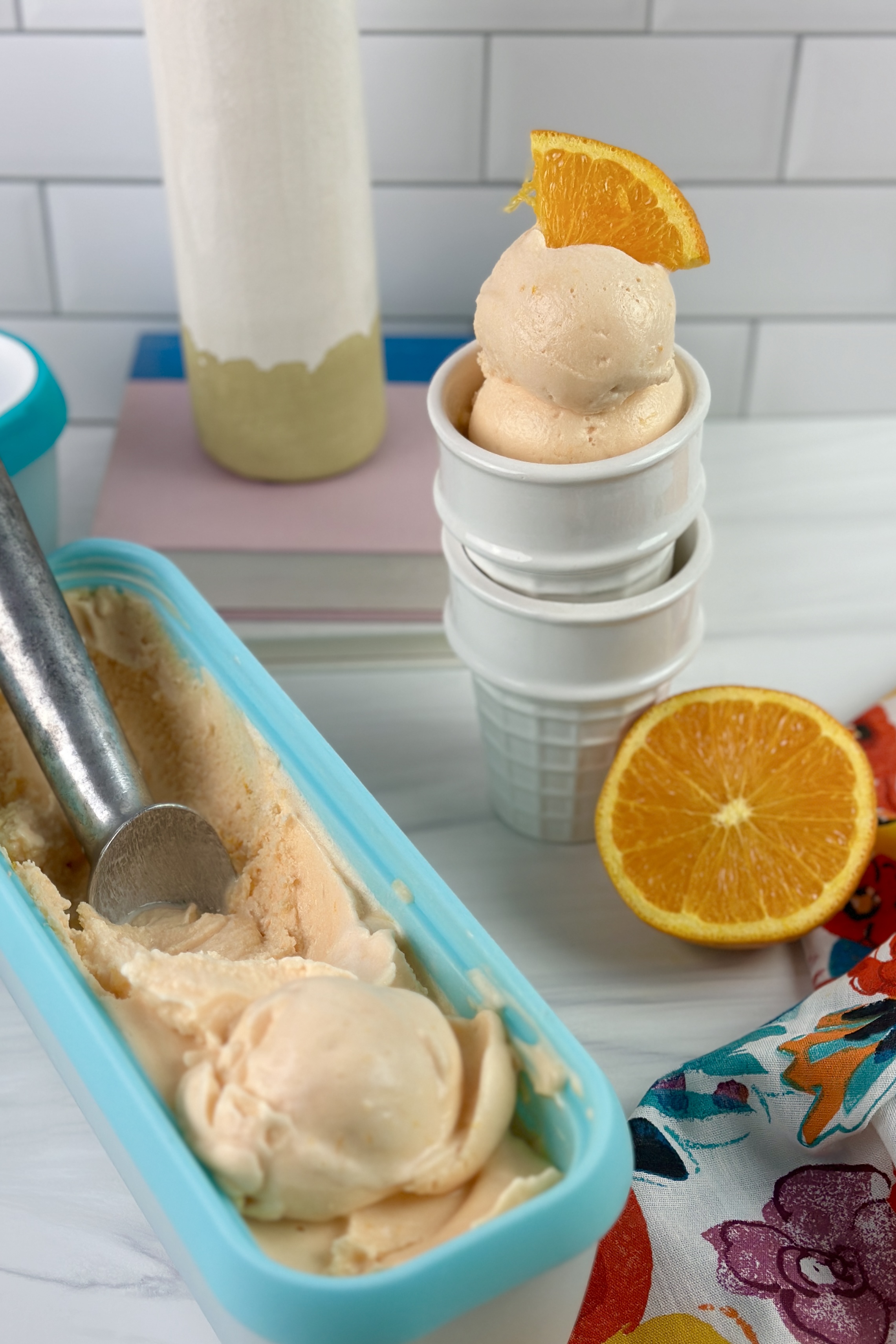 This nostalgic Creamsicle Ice Cream is easy to make and tastes like your childhood favorite combination of orange and vanilla.