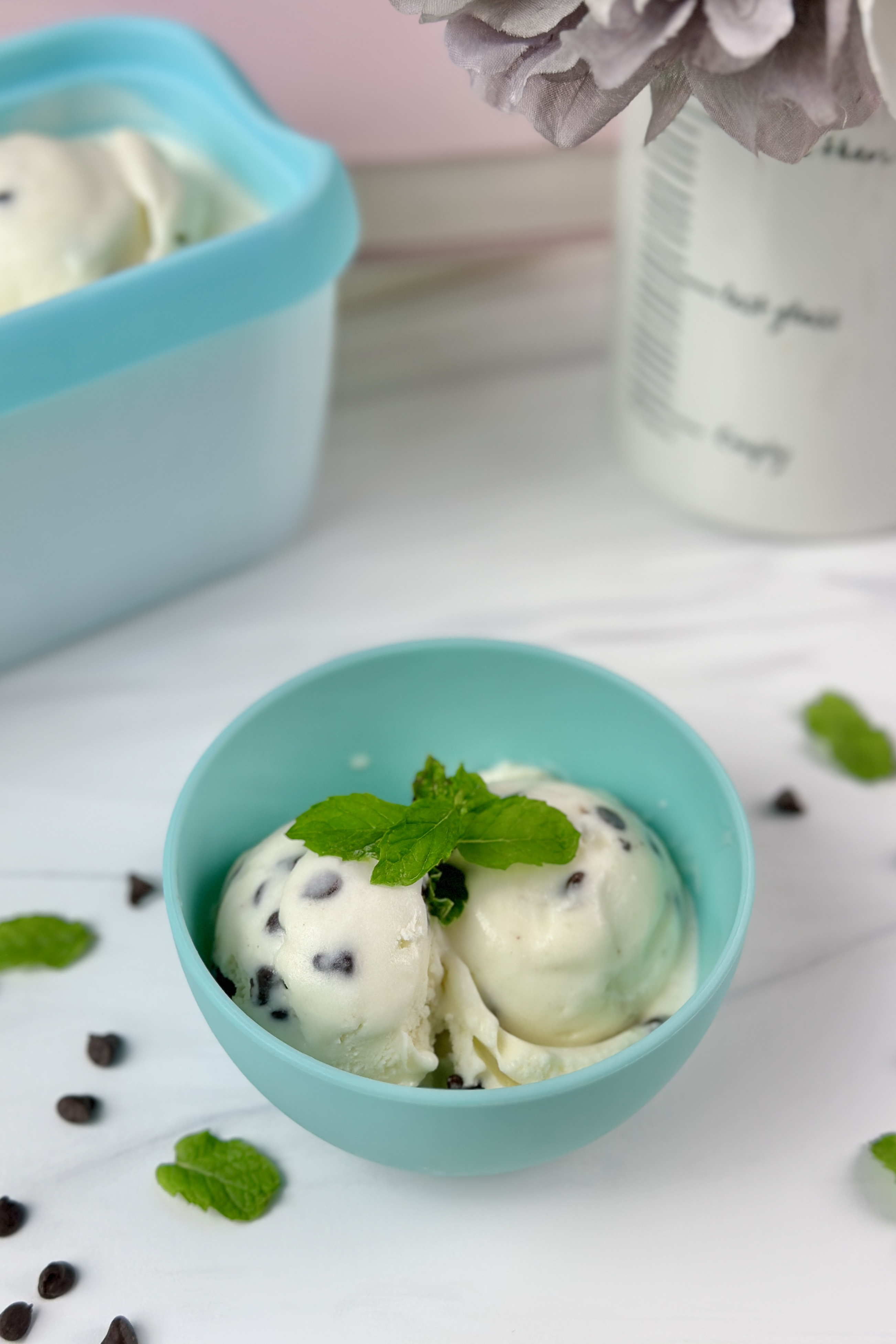 This delicious Mint Chocolate Chip Ice Cream is easy to make and tastes like your childhood favorite combination of mint and chocolate.