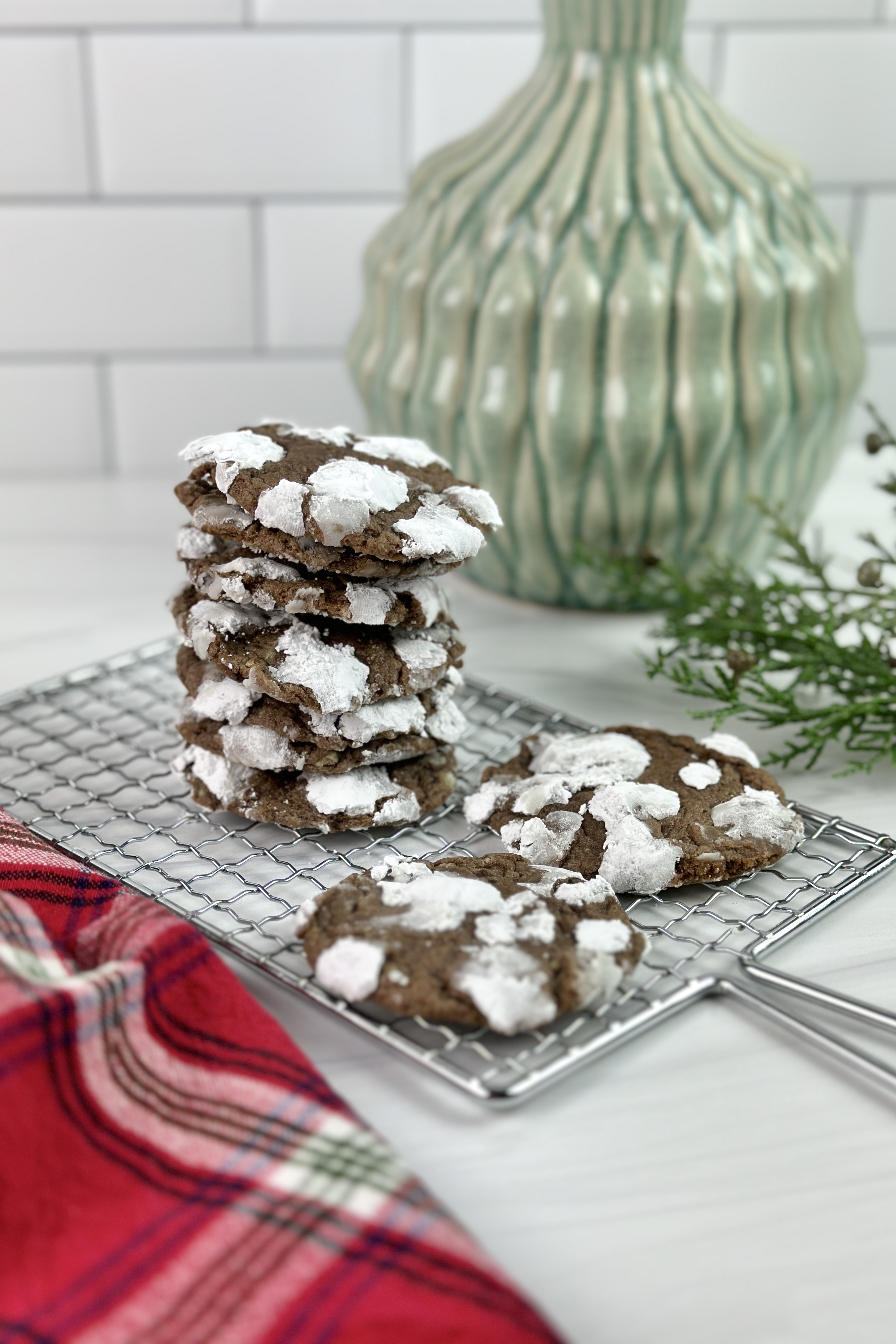 Mint Chocolate Crinkle Cookies