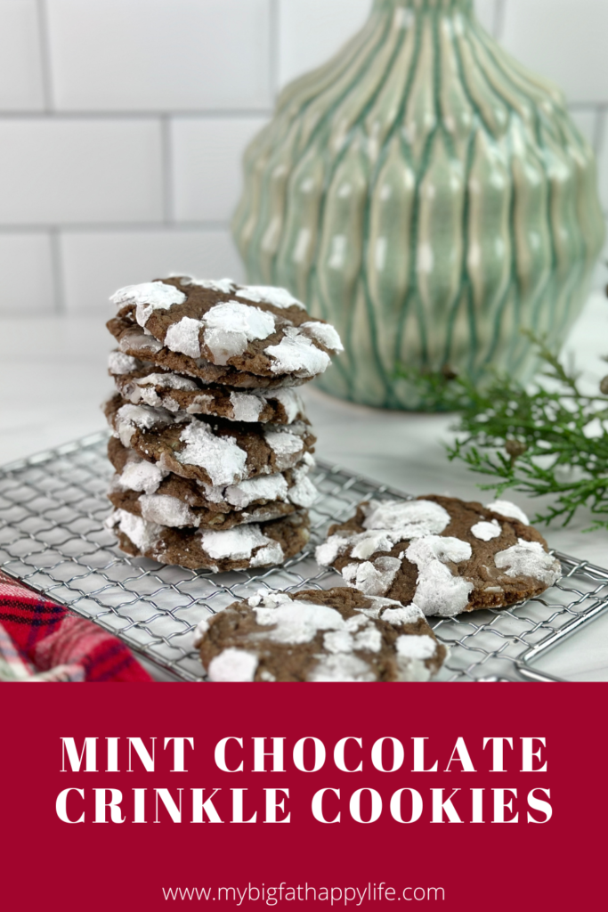 These Mint Chocolate Crinkle Cookies are soft, chewy, decadent chocolate cookies full of Andes mint chunks and coated in powdered sugar.